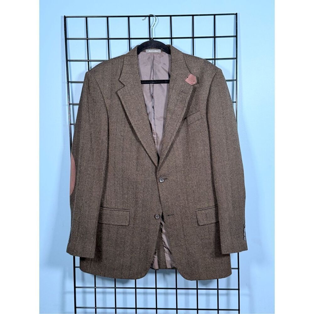 Vintage Oscar De La Renta Sport Coat Dinner Jacket 42L Brown Lambswool